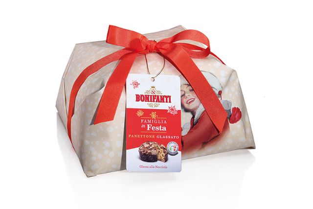 Bonifanti Classic Hazelnut Glazed with Almonds Panettone Hand Wrapped (6x1Kg) | Wholesale | Delicatezza