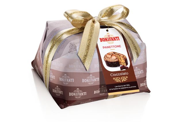  Bonifanti Hazelnut Glazed with Chocolate Chunks Panettone Hand Wrapped (6x1Kg) | Wholesale | Delicatezza