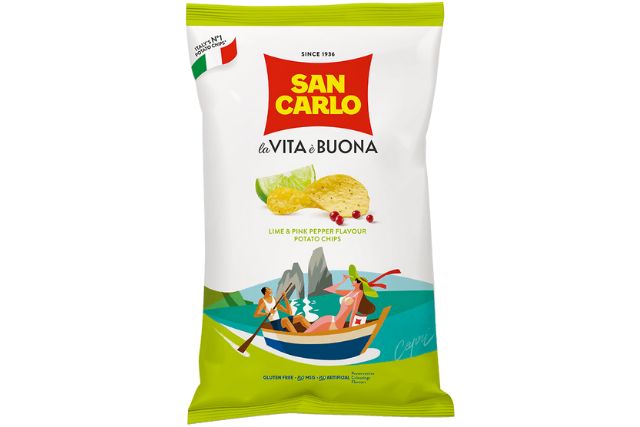 San Carlo Lime & Pink Pepper Crisps (20x50g) | Wholesale | Delicatezza